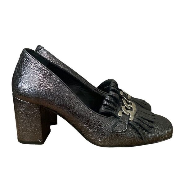 Zenda MINA BUENOS AIRES Metallic Loafers Silver link Chain - Picture 1 of 11